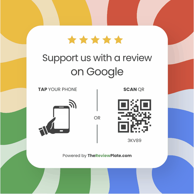 The Review Plate in Classic. Tap your phone or scan the QR to leave a Google review